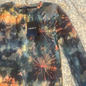 NWT Forever 21 Mesh Tye Shirt 🔥🏝️🎆 Hippie Rave Crop Top